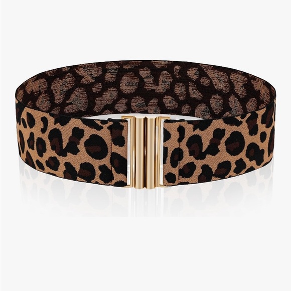 Accessories - BNWOT - Leopard Print Elastic Belt with Gold Clasp - One Size